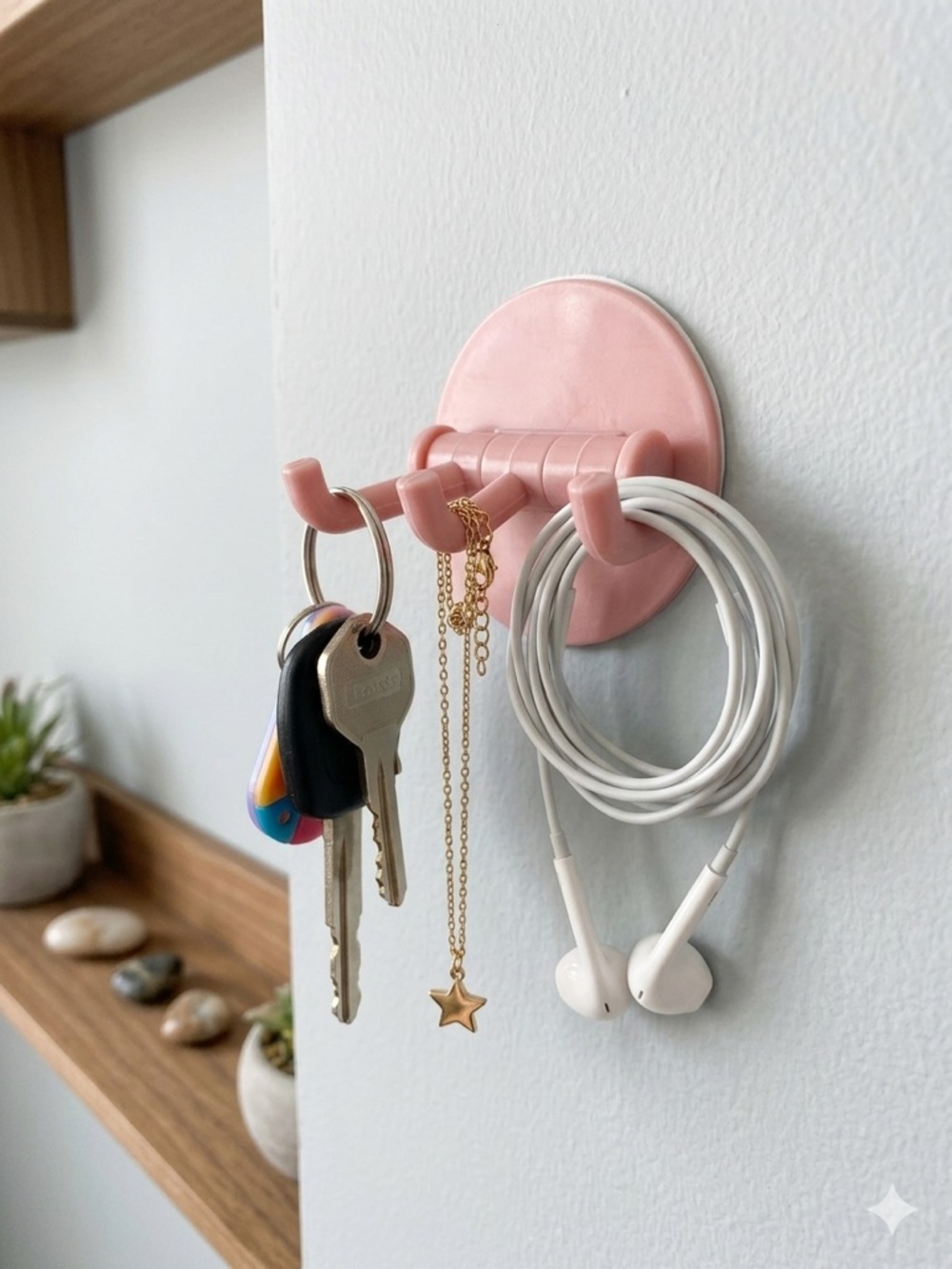 NWT Set of 6 Pink Rotating Adhesive Wall Hooks 3-Prong Organizer